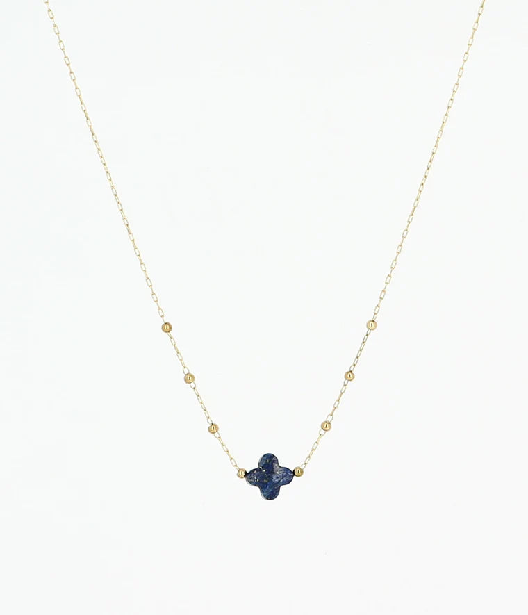 Collier Velasquez en Acier Doré ZAG Pierre naturelle Lapis Lazuli bleu