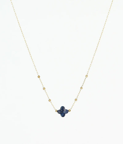 Collier Velasquez en Acier Doré ZAG Pierre naturelle Lapis Lazuli bleu