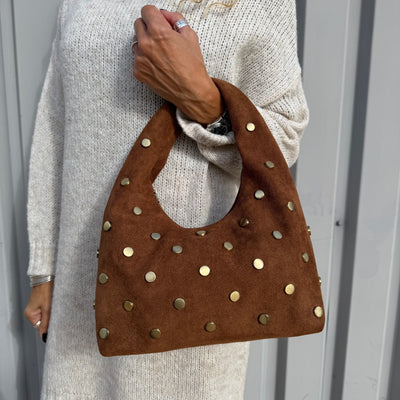 Sac Bolso mini en suédine clouté