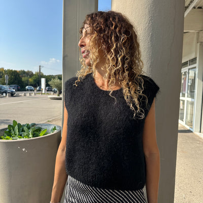 Pull sans manches mohair noir