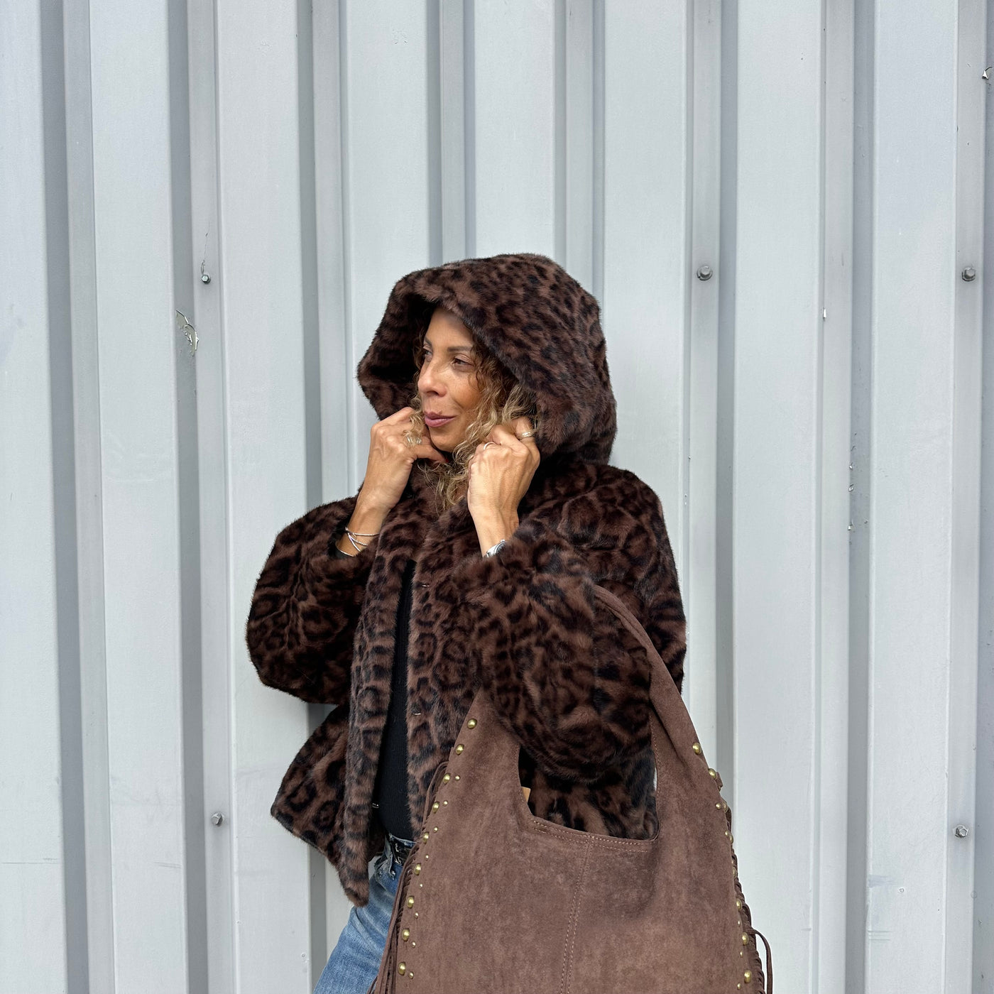 Veste Lyna en fausse fourrure léopard