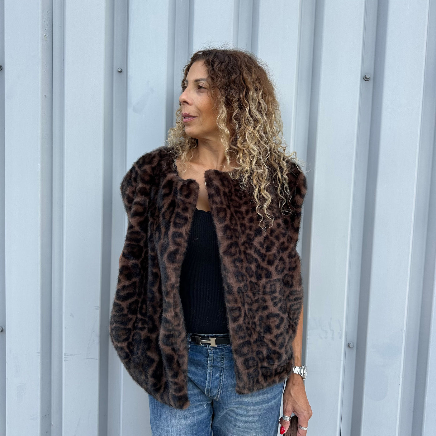 Gilet Amélia sans manches léopard