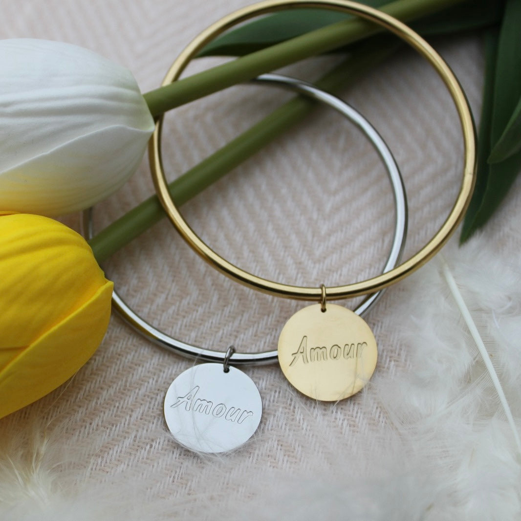 Bracelet jonc doré "Amour"