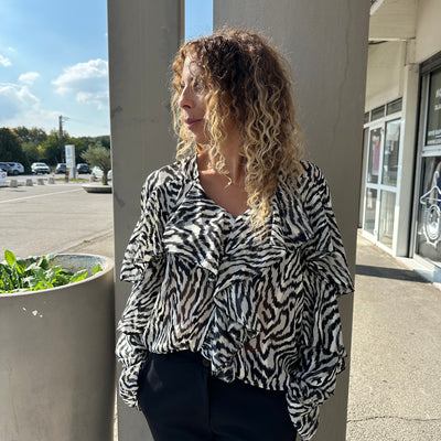 Blouse zèbre blanche et noire
