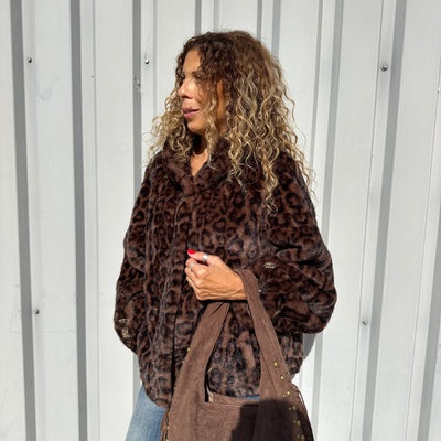 Veste Lyna en fausse fourrure léopard