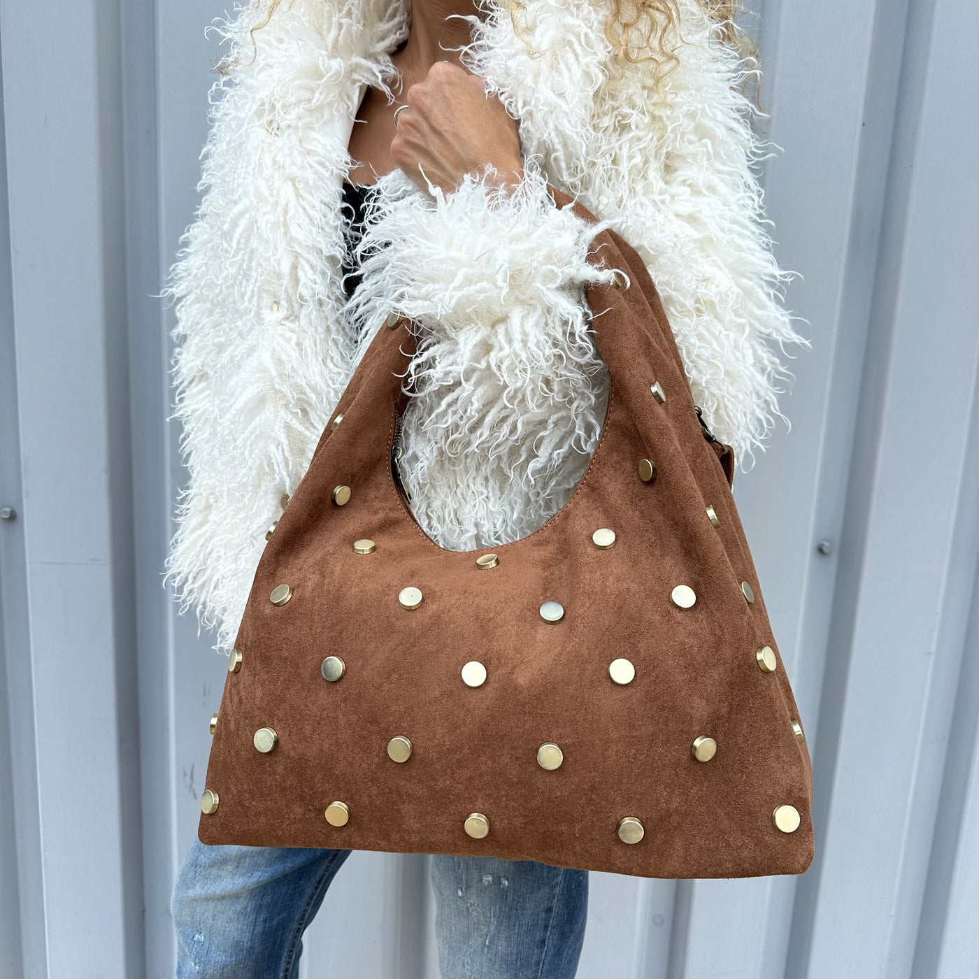 Sac Bolso en suédine clouté