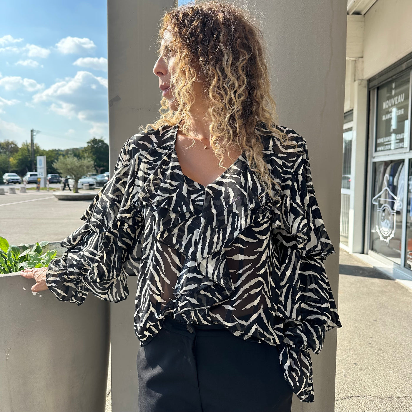 Chemise zèbre noire et blanche 