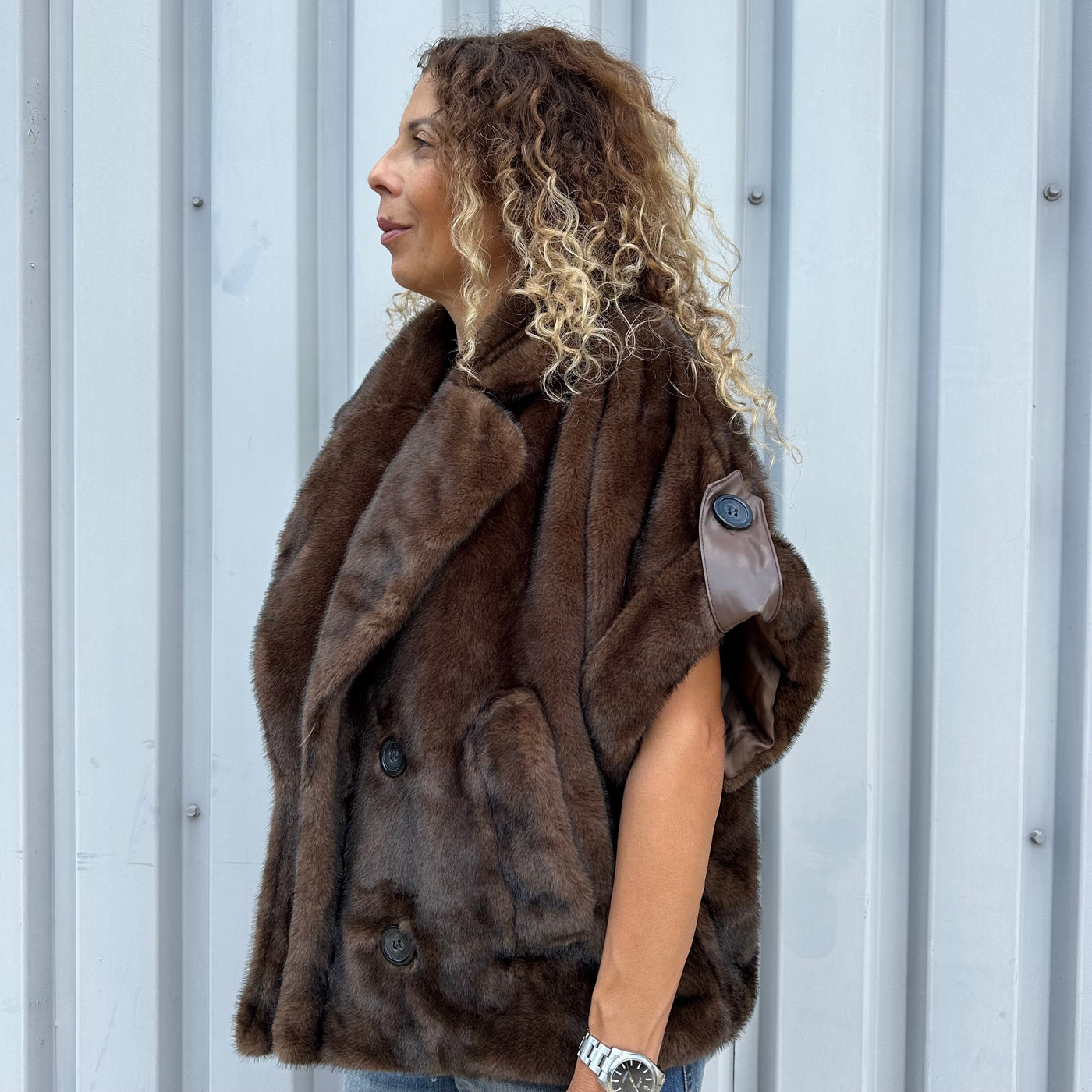 Veste Éléna sans manche chocolat