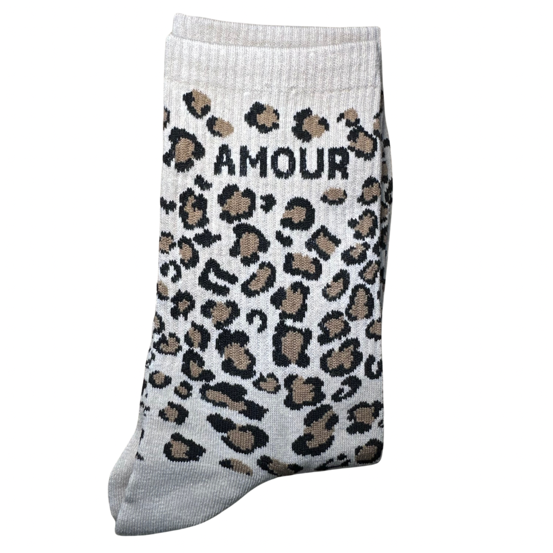 Chaussettes beige Amour léopard mademoiselle citron
