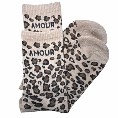 Chaussettes marron Amour léopard mademoiselle citron