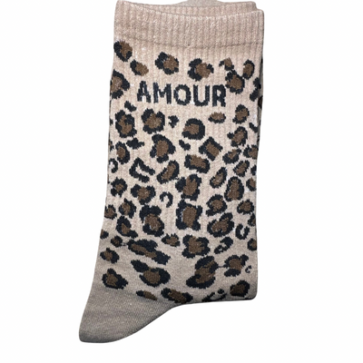 Chaussettes marron Amour léopard mademoiselle citron