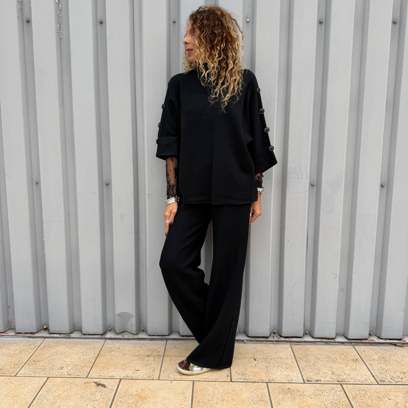 Ensemble Malia Noir Pull & Pantalon en maille 