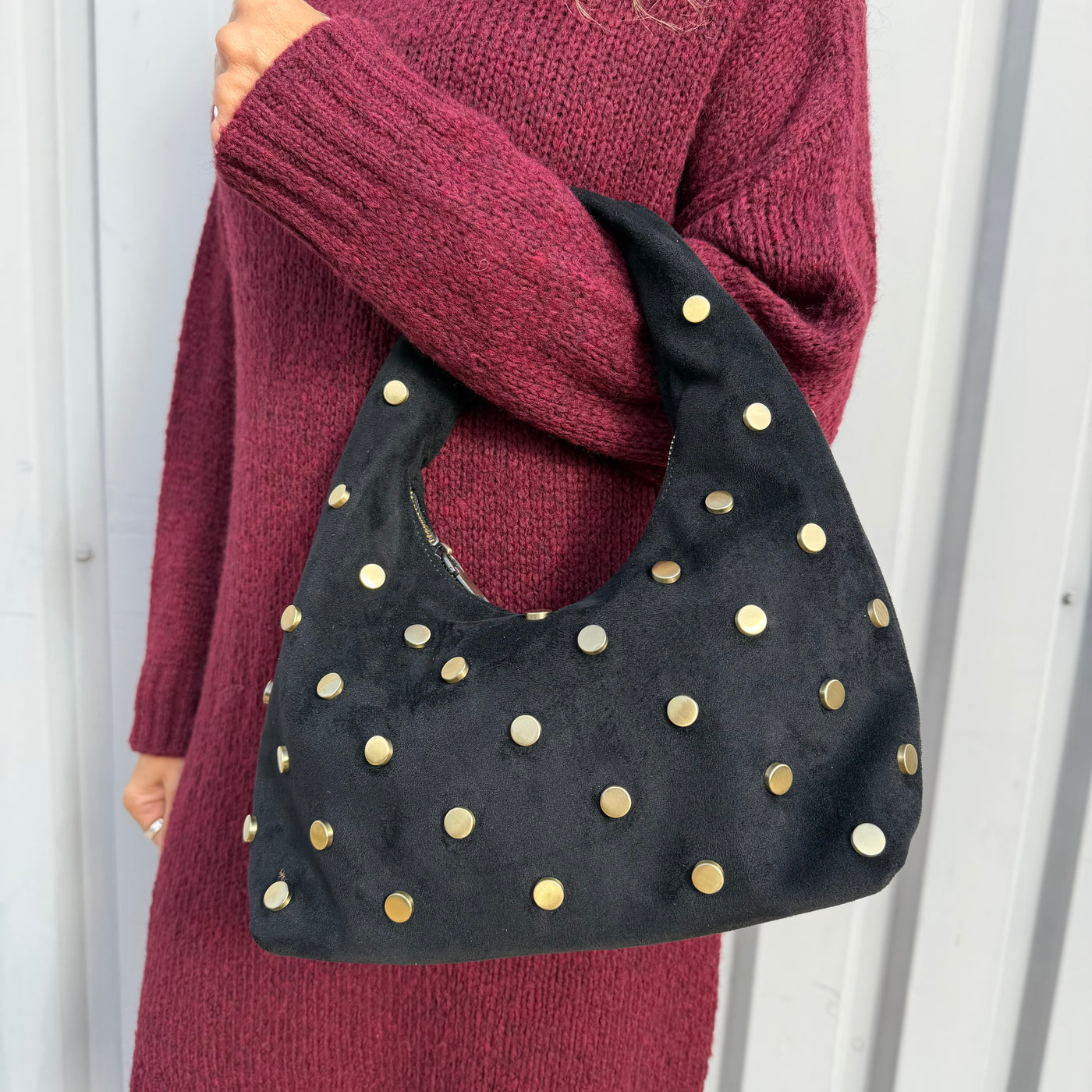 Sac Bolso mini en suédine clouté