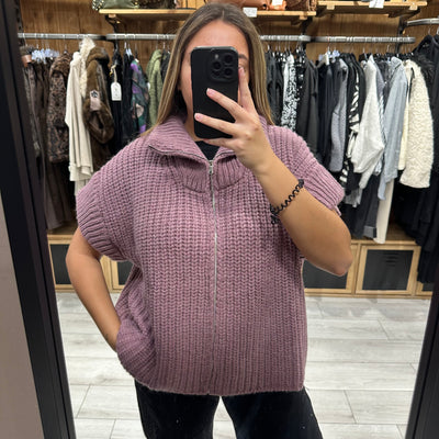 Gilet sans manches rose Super-U zippé en maille épaisse – Banditas from Marseille