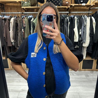 Gilet sans manches bleu be awesome today en sherpa