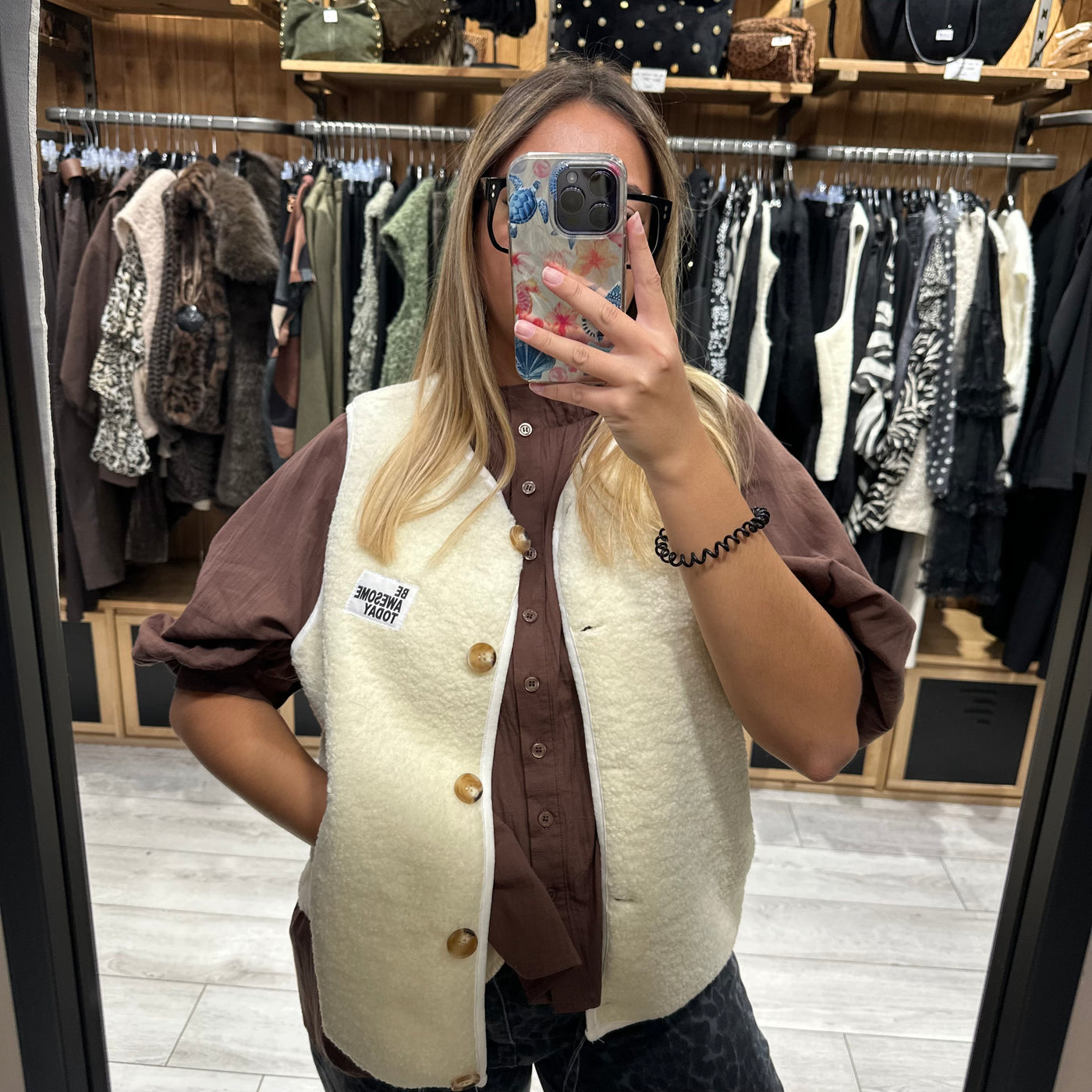 Gilet sans manches camel be awesome today en sherpa