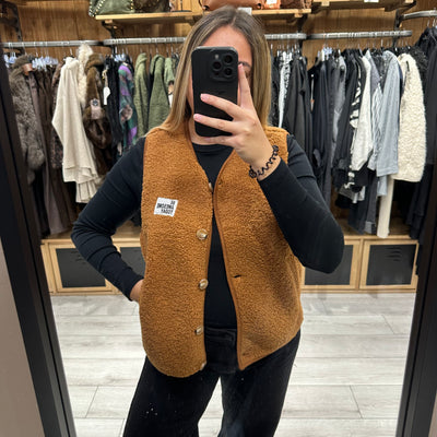 Gilet sans manches camel foncé be awesome today en sherpa