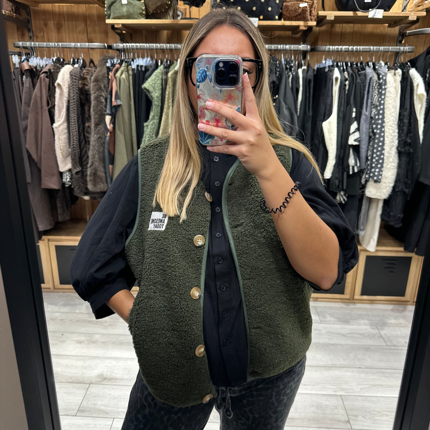 Gilet sans manches kaki be awesome today en sherpa