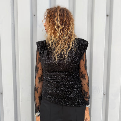 Haut Maria Noir à Sequins