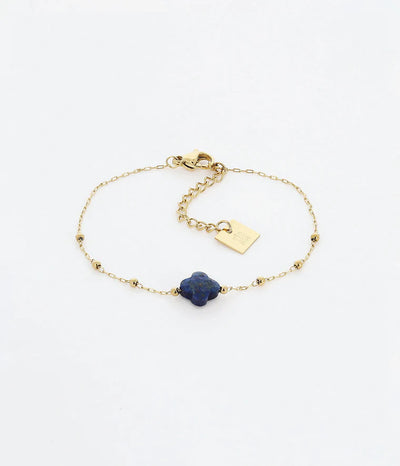 Bracelet Velasquez Acier Doré ZAG Pierre naturelle Lapis Lazuli bleu