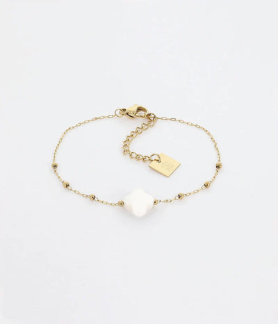 Bracelet Velasquez Acier Doré ZAG Pierre naturelle Agate blanche