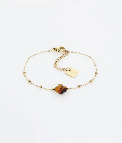 Bracelet Velasquez Acier Doré ZAG Pierre naturelle Œil de tigre marron