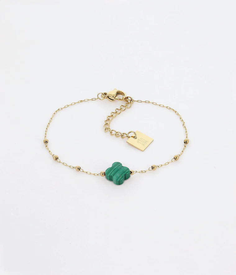 Bracelet Velasquez Acier Doré ZAG Pierre naturelle Malachite vert