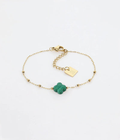 Bracelet Velasquez Acier Doré ZAG Pierre naturelle Malachite vert