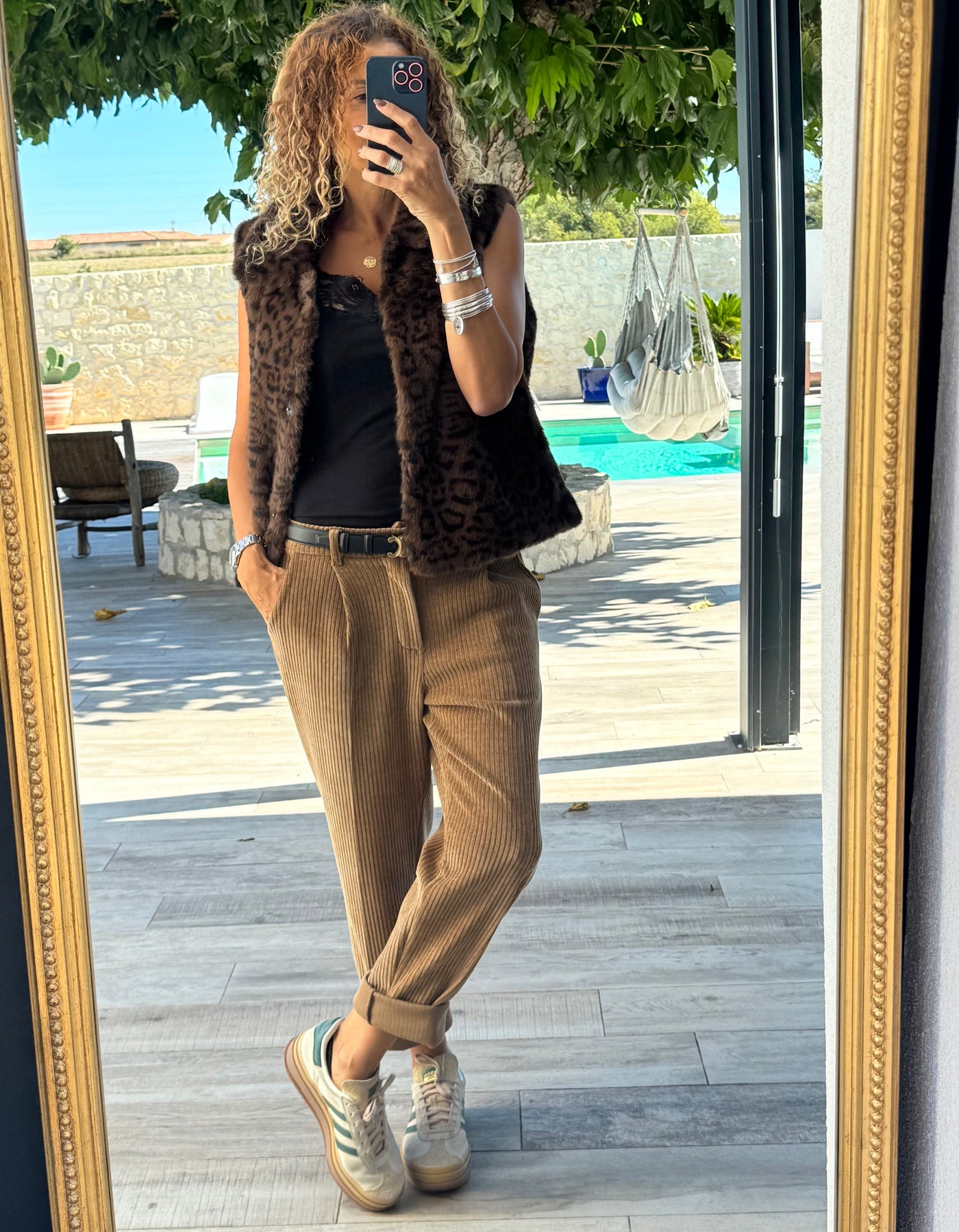 PANTALON  LIZA VELOURS CAMEL