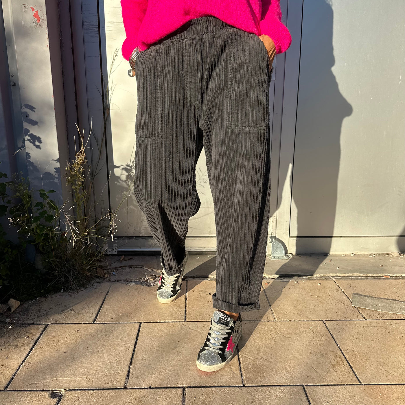 Pantalon Palm  gris en velours côtelé Banditas