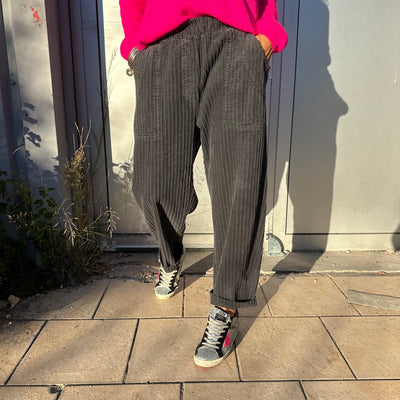 Pantalon Palm  gris en velours côtelé Banditas