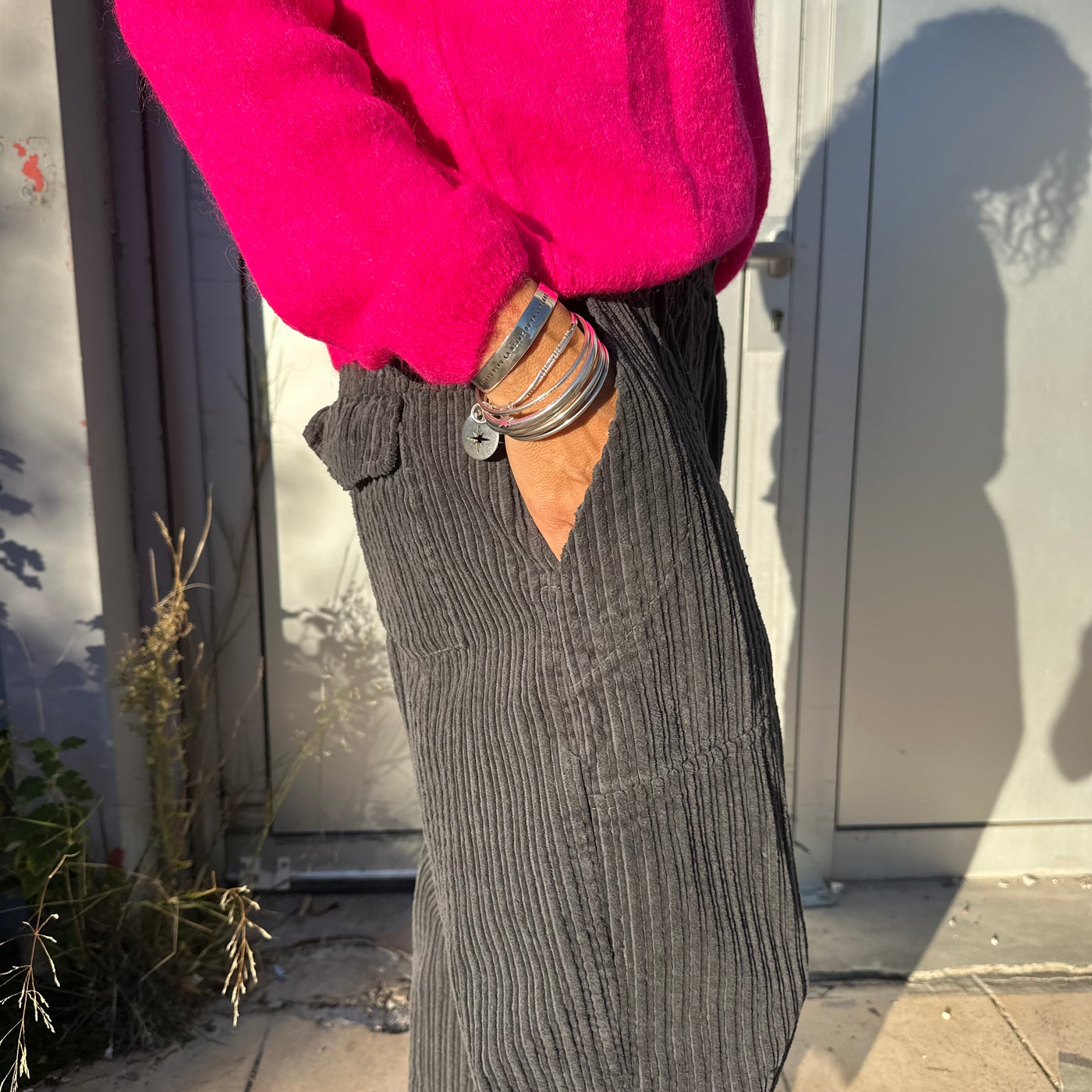 Pantalon Palm gris en velours côtelé Banditas