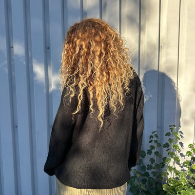 Pull noir Clara col V en alpaga