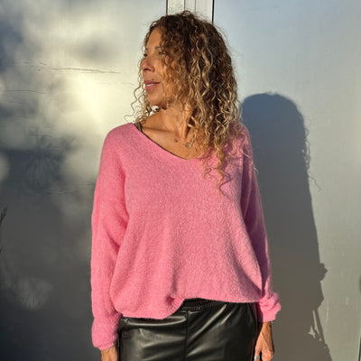 Pull col V en mohair