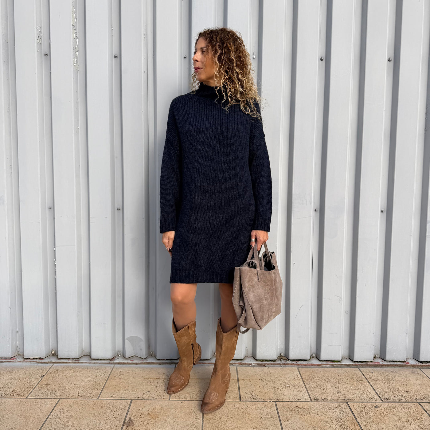 Robe pull en maille Bleu marine