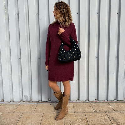 Robe pull en maille Bordeaux