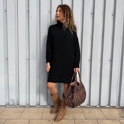 Robe pull en maille noire