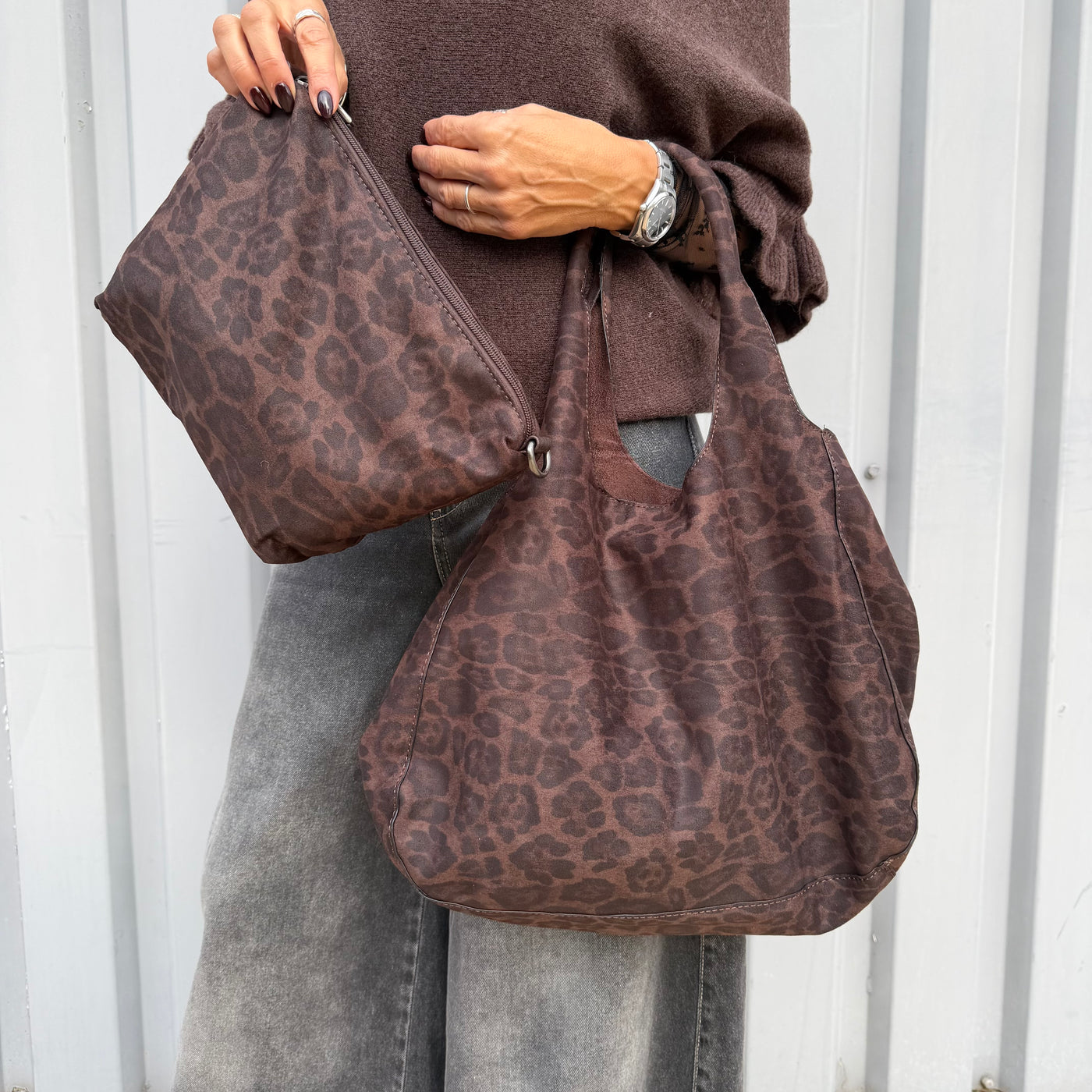Sac Cabas Léopard Chocolat – Avec Pochette Intégrée