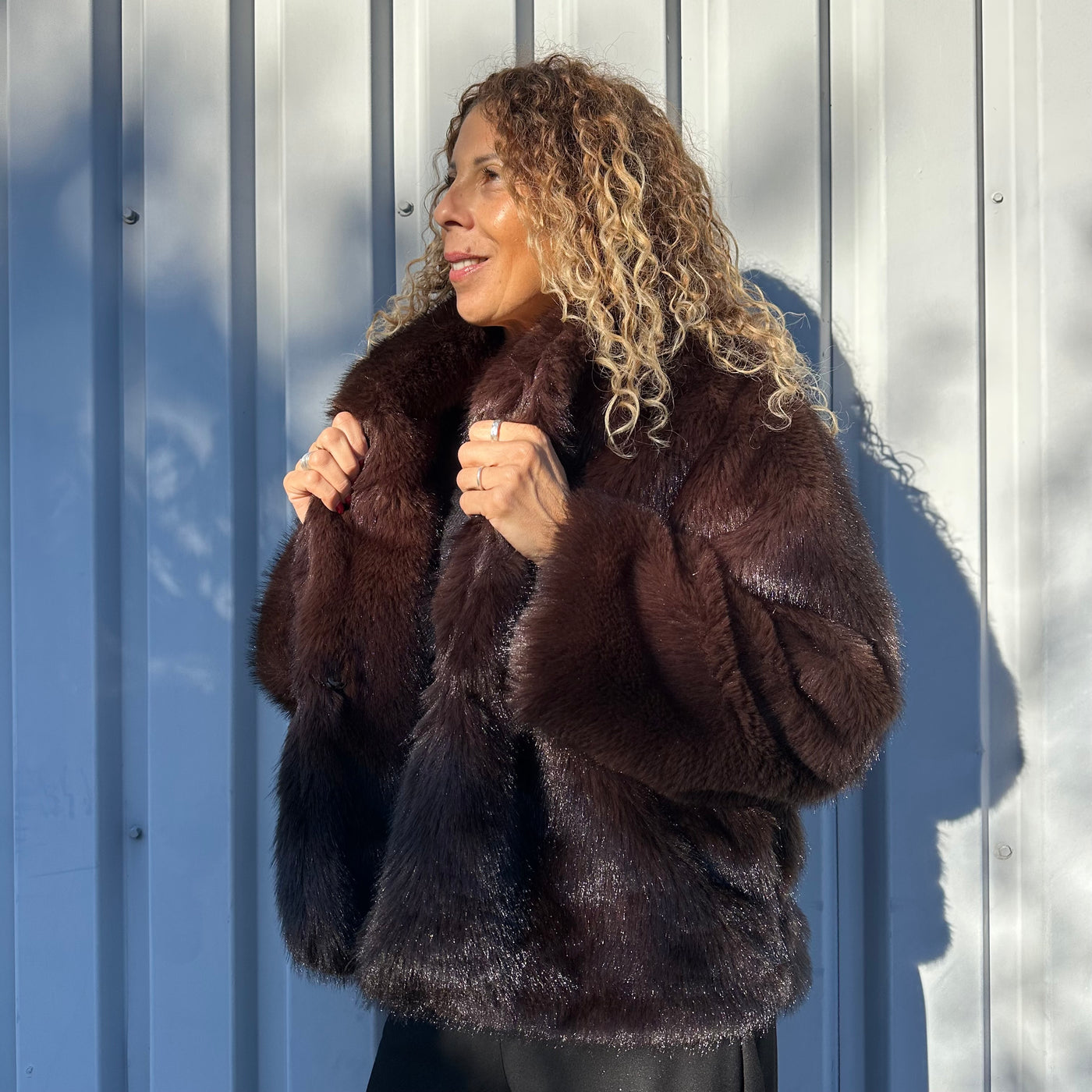 Veste Noma marron en fausse fourrure chocolat Banditas