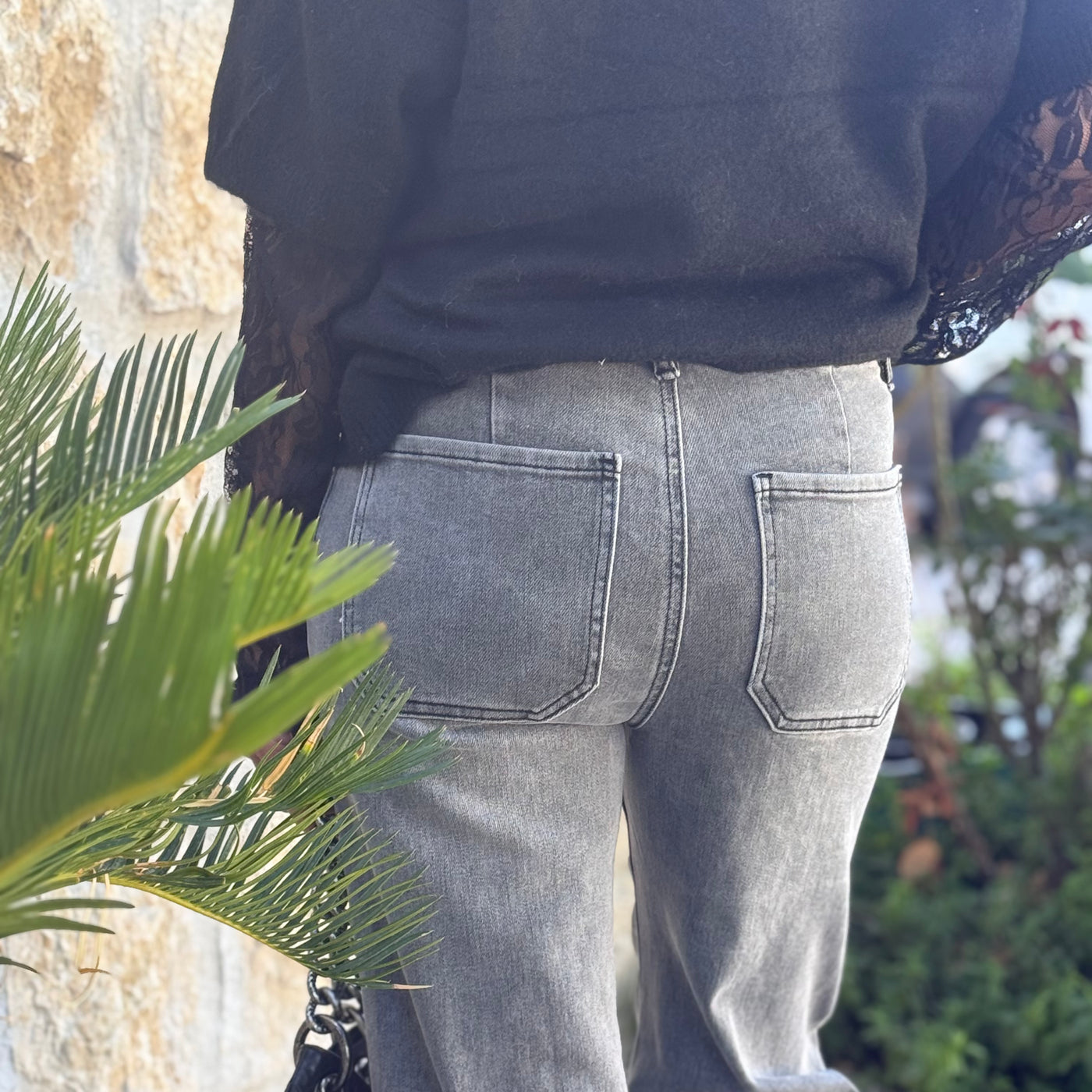Jeans Coeur gris délavé