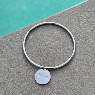 Bracelet jonc argenté "Amour"