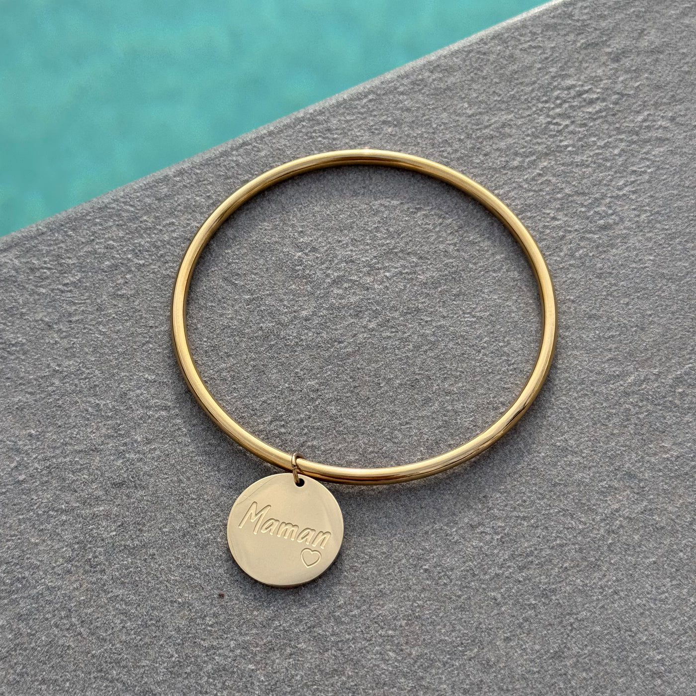 Bracelet jonc doré "Maman"