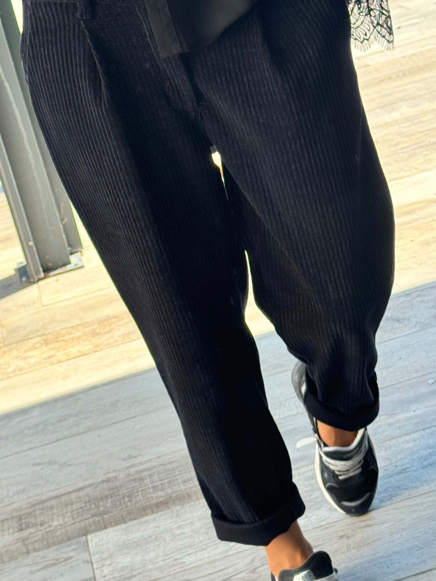 PANTALON  LIZA VELOURS NOIR