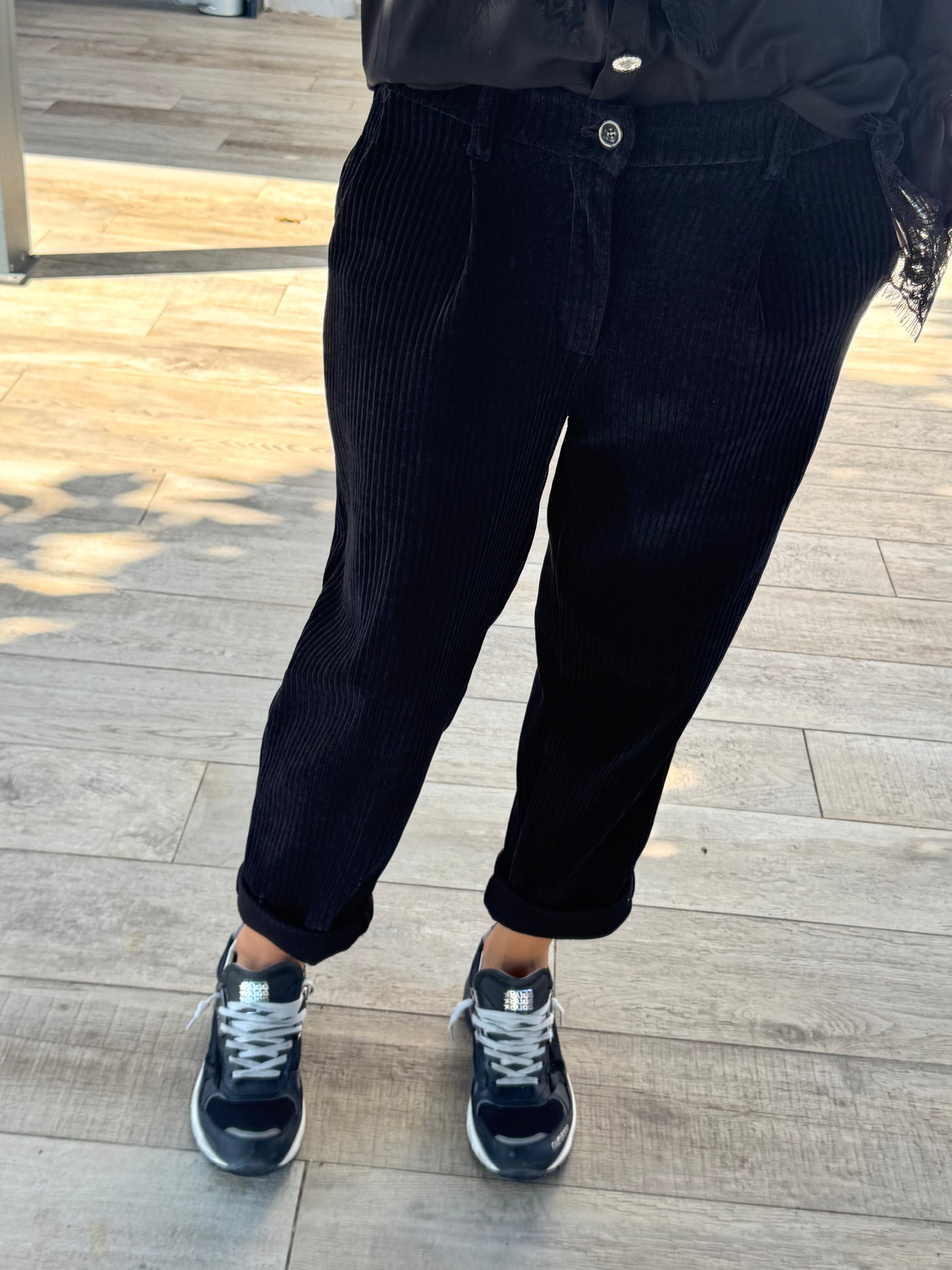 PANTALON  LIZA VELOURS NOIR