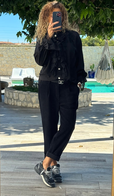 PANTALON  LIZA VELOURS NOIR