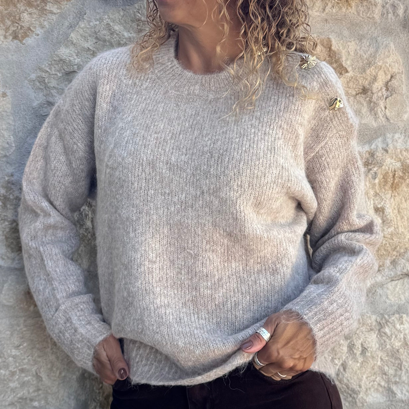 Pull Bijoux beige chiné