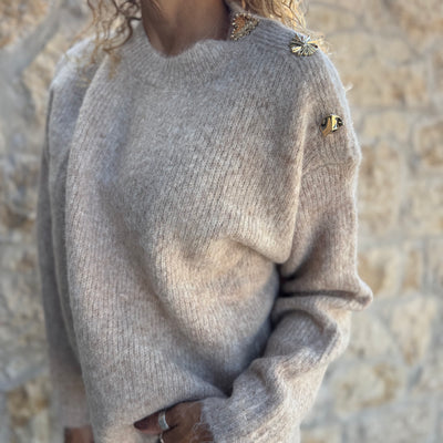 Pull Bijoux beige chiné