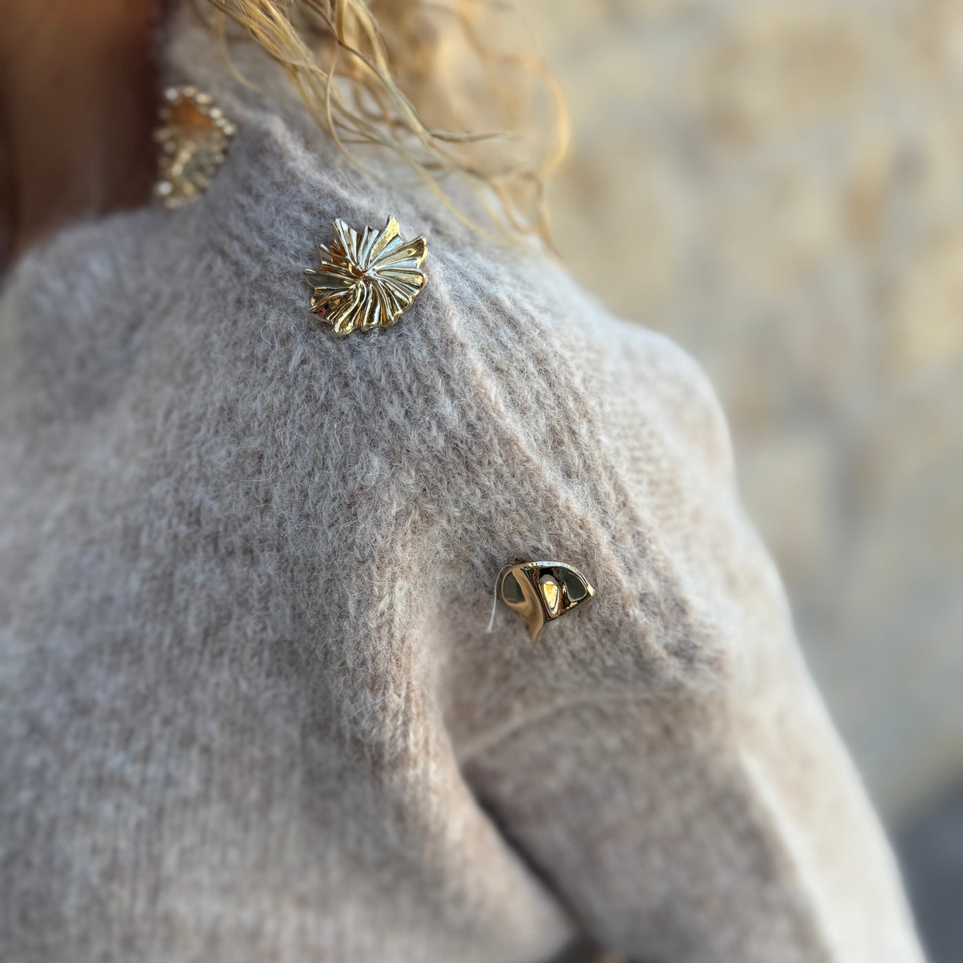 Pull Bijoux beige chiné