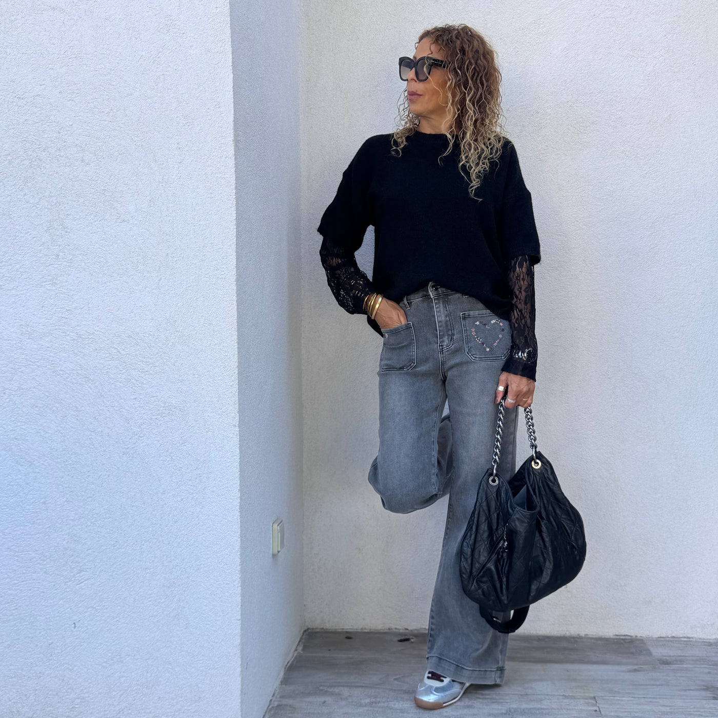 Pull LISA dentelle noir
