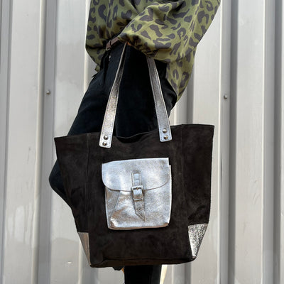 sac bicolore noir argent